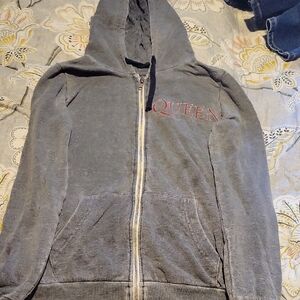 Chaser Gray Hoodie with Red 'Queen' Embroidery